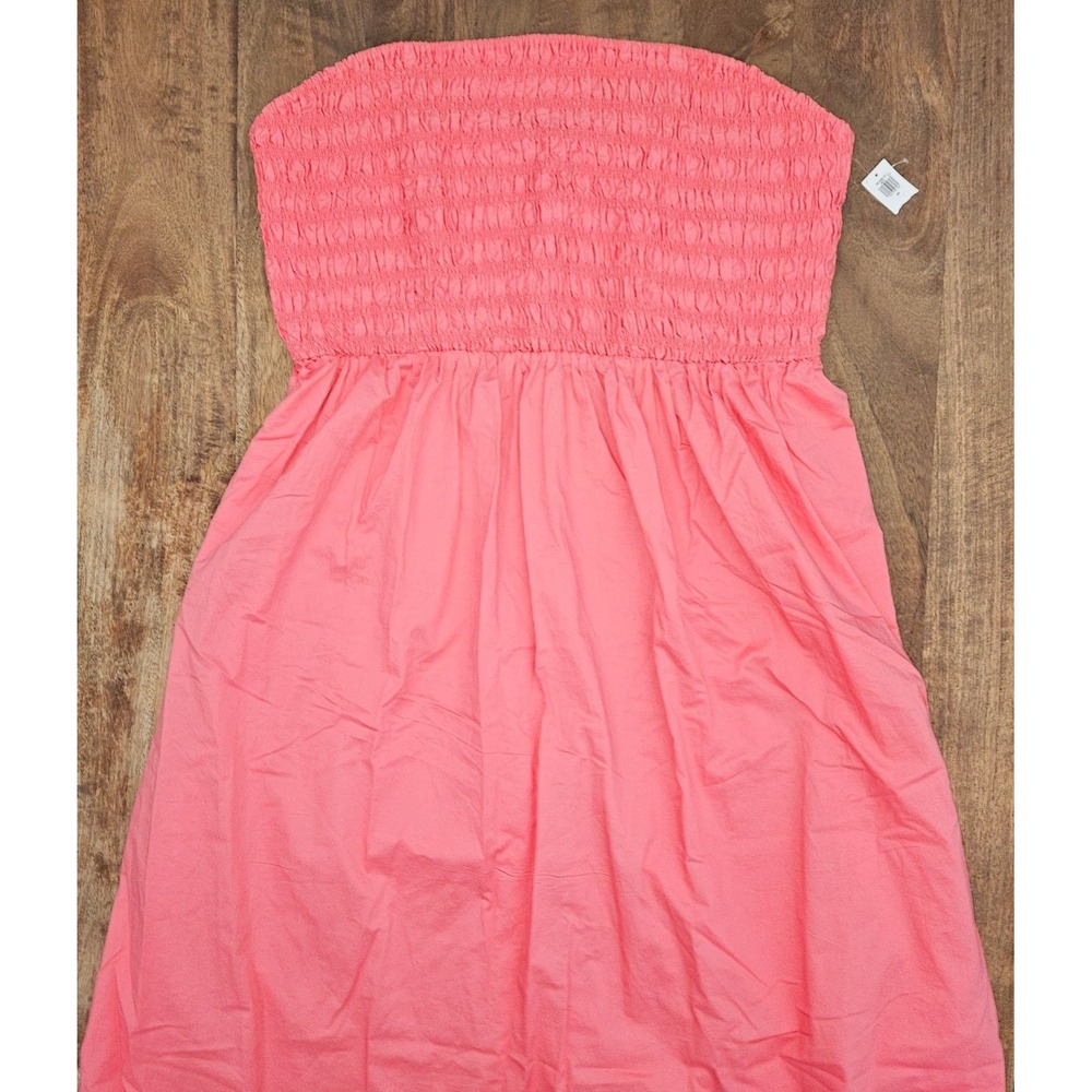 Old Navy Strapless Dress Womens 3X Pink Smocked Y2k Cottage Beach Casual Cotton